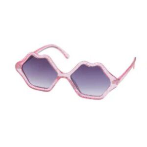 Adult Blue Gem Vintage Glitter Lips Sunglasses in Pink